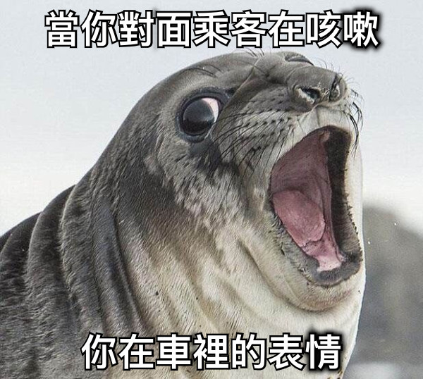 當你對面乘客在咳嗽 你在車裡的表情