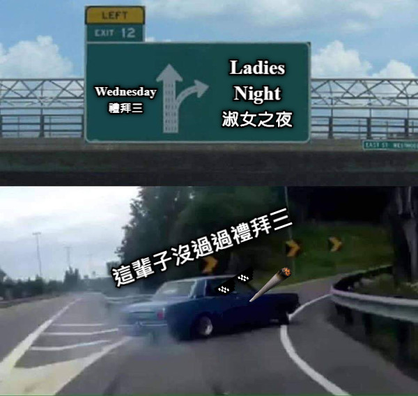 Wednesday 禮拜三 Ladies Night 淑女之夜 這輩子沒過過禮拜三