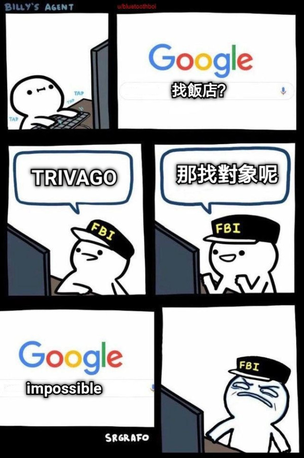 找飯店？ TRIVAGO 那找對象呢 impossible