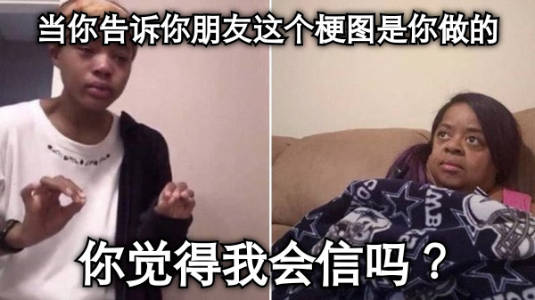 当你告诉你朋友这个梗图是你做的 你觉得我会信吗？