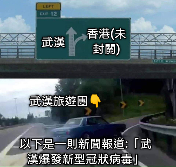 以下是一則新聞報道:「武漢爆發新型冠狀病毒」 武漢旅遊團👇 武漢 香港(未封關)
