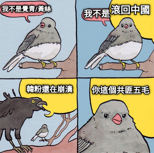 我不是覺青/黃絲 我不是 滾回中國 韓粉還在崩潰  你這個共匪五毛