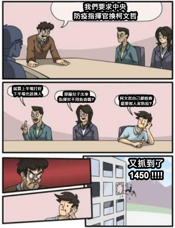我們要求中央 防疫指揮官換柯文哲 就算上半場打好 下半場也該換人 部屬兒子出事 指揮官不用負責嗎?  柯文哲自己都烙賽 還要幫人家防疫? 又抓到了 1450 !!!!