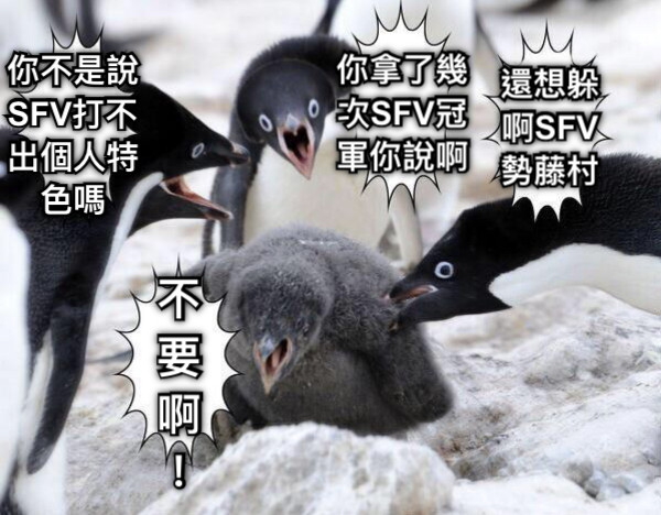 你不是說SFV打不出個人特色嗎 你拿了幾次SFV冠軍你說啊 還想躲啊SFV勢藤村 不要啊！