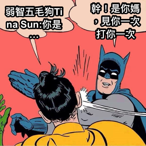 弱智五毛狗Tina Sun:你是⋯ 幹！是你媽，見你一次打你一次