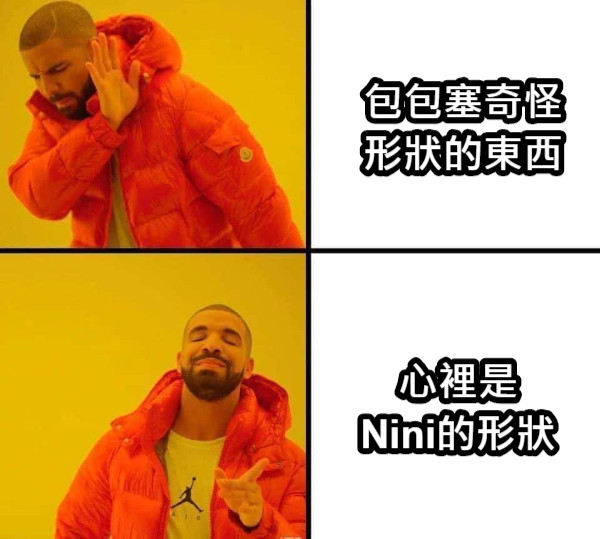 包包塞奇怪 形狀的東西 心裡是 Nini的形狀