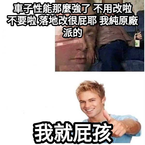 車子性能那麼強了 不用改啦 不要啦 落地改很屁耶 我純原廠派的 我就屁孩