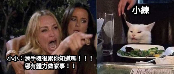 小小：滑手機很累你知道嗎！！！ 哪有體力做家事！！ 小練