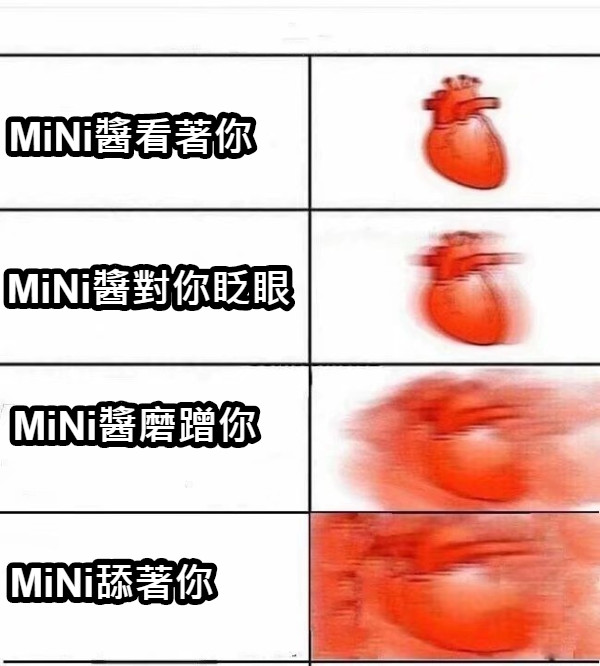 MiNi醬看著你 MiNi醬對你眨眼 MiNi醬磨蹭你 MiNi舔著你