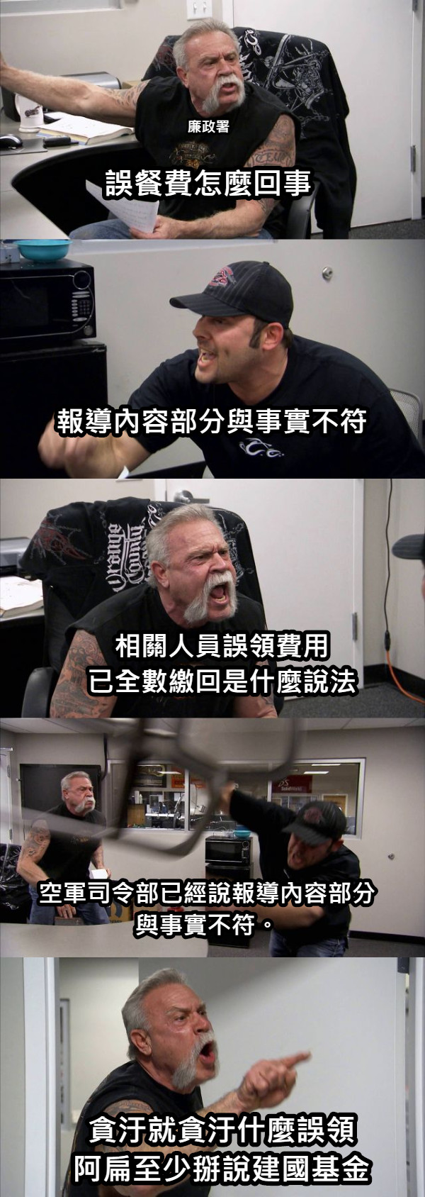 誤餐費怎麼回事 報導內容部分與事實不符 相關人員誤領費用 已全數繳回是什麼說法 空軍司令部已經說報導內容部分與事實不符。 貪汙就貪汙什麼誤領 阿扁至少掰說建國基金 廉政署