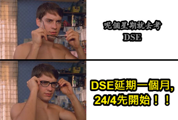 呢個星期就去考DSE DSE延期一個月, 24/4先開始！！