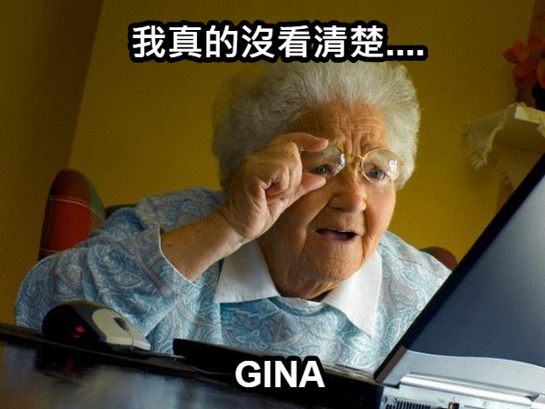 我真的沒看清楚.... GINA