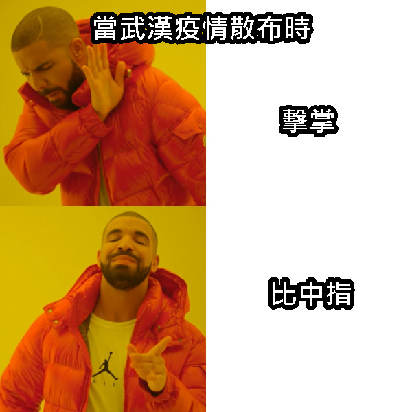 擊掌 比中指 當武漢疫情散布時