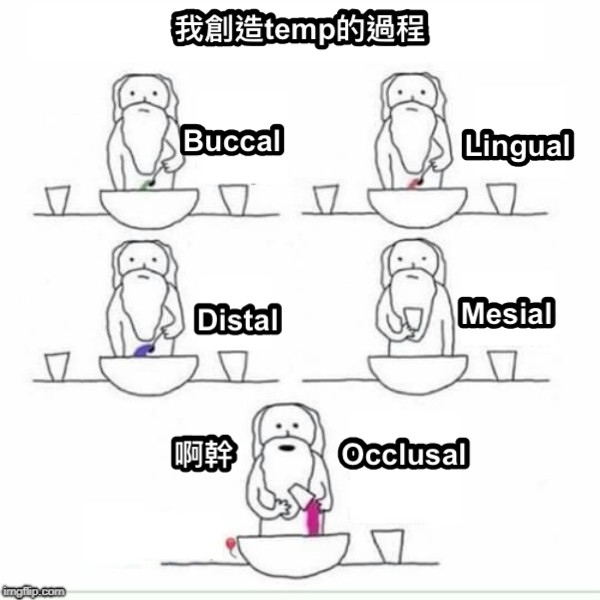 我創造temp的過程 Buccal  Lingual Mesial Distal Occlusal 啊幹