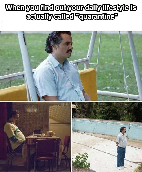 When you find out your daily lifestyle is actually called &quot;quarantine&quot;