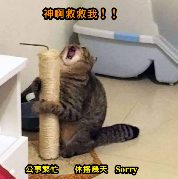 公事繁忙　　休播幾天　Sorry 神啊救救我！！