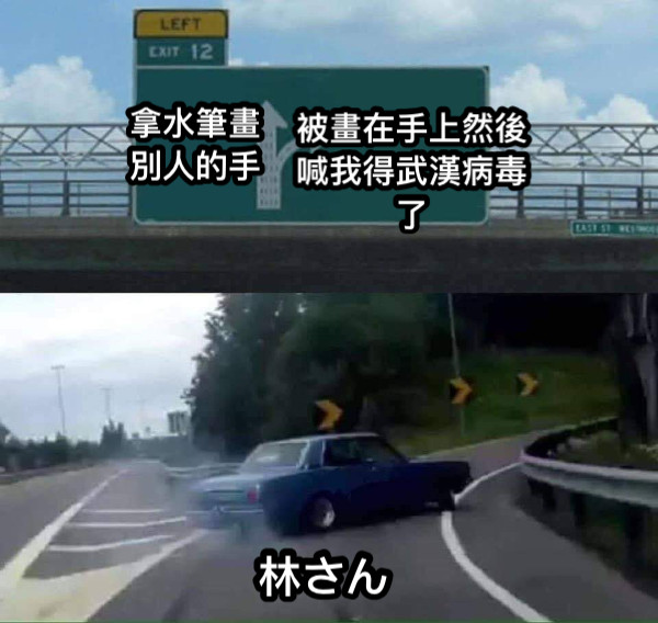 拿水筆畫別人的手 被畫在手上然後喊我得武漢病毒了 林さん