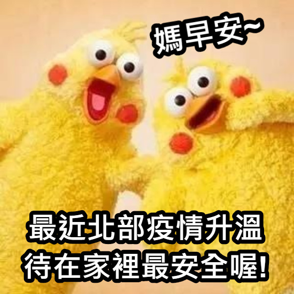 媽早安~ 最近北部疫情升溫 待在家裡最安全喔!