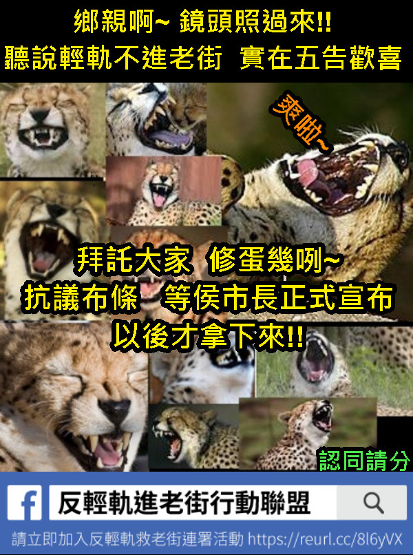 鄉親啊~ 鏡頭照過來!! 聽說輕軌不進老街  實在五告歡喜 拜託大家  修蛋幾咧~ 抗議布條   等侯市長正式宣布以後才拿下來!! 認同請分享 爽啦~