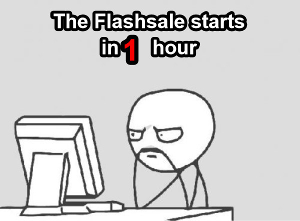 The Flashsale starts in      hour 1