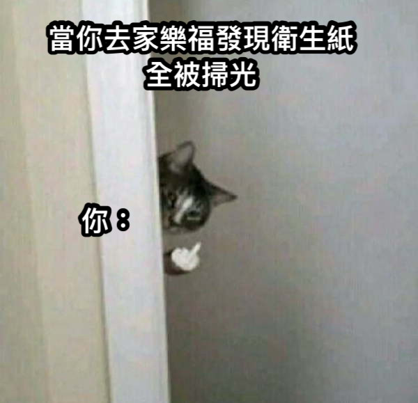 當你去家樂福發現衛生紙全被掃光 你：
