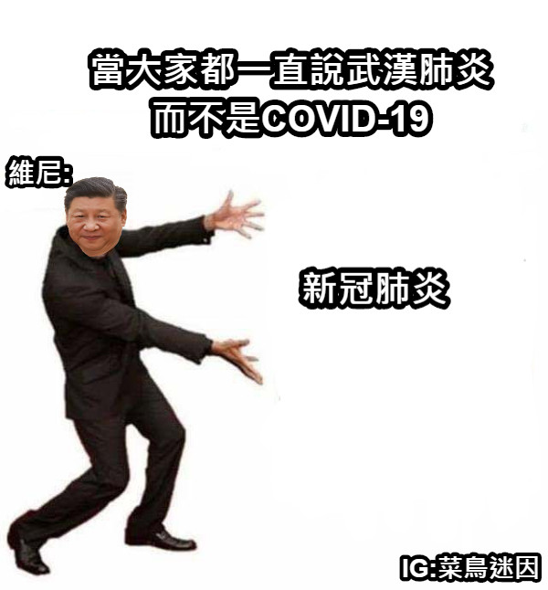 當大家都一直說武漢肺炎而不是COVID-19 新冠肺炎 維尼: IG:菜鳥迷因