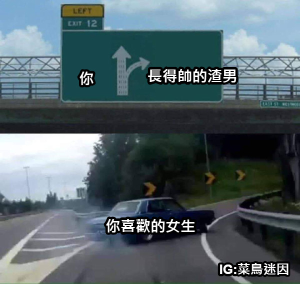 你 長得帥的渣男 你喜歡的女生 IG:菜鳥迷因