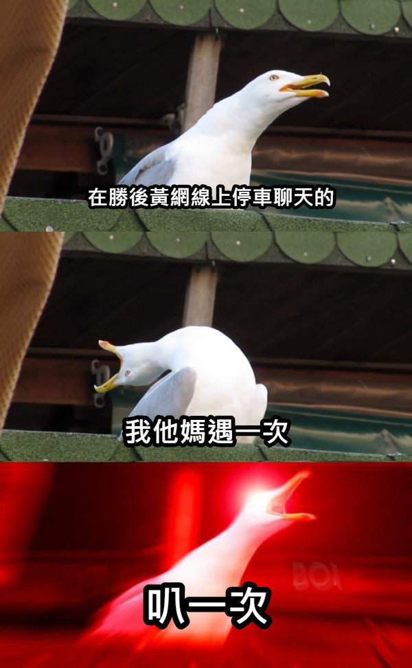 在勝後黃網線上停車聊天的 我他媽遇一次 叭一次