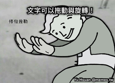 文字可以拖動與旋轉！