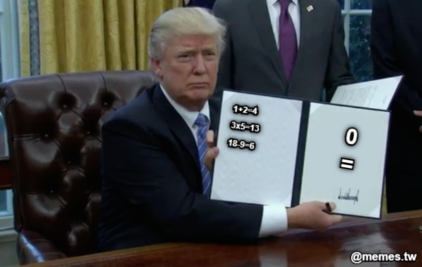 1+2=4 3x5=13 18-9=6 0 =