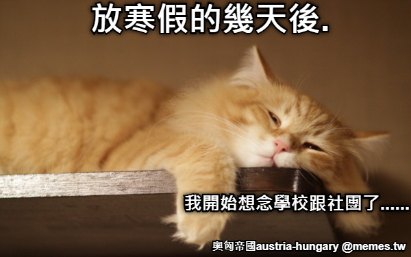 放寒假的幾天後. 我開始想念學校跟社團了......