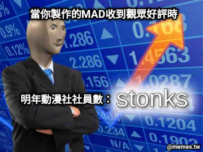 當你製作的MAD收到觀眾好評時 明年動漫社社員數：