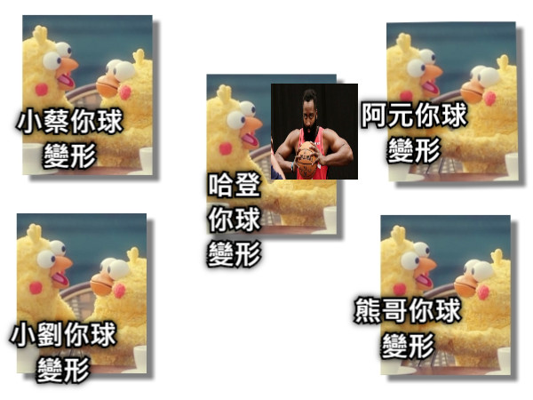 小蔡你球變形 小劉你球變形 阿元你球變形 熊哥你球變形 哈登你球變形