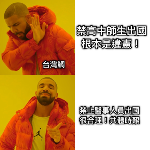 禁高中師生出國 根本是違憲！ 禁止醫事人員出國 很合理！共體時艱 台灣鯛