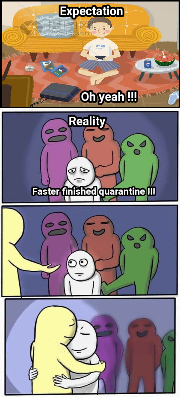 Expectation Expectation Reality Oh yeah !!!  Faster finished quarantine !!!