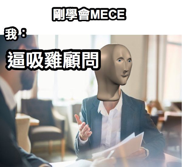 剛學會MECE 逼吸雞顧問 我：